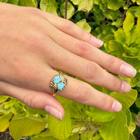 Dazzling Natural Blue Zircon Toi et Moi Ring