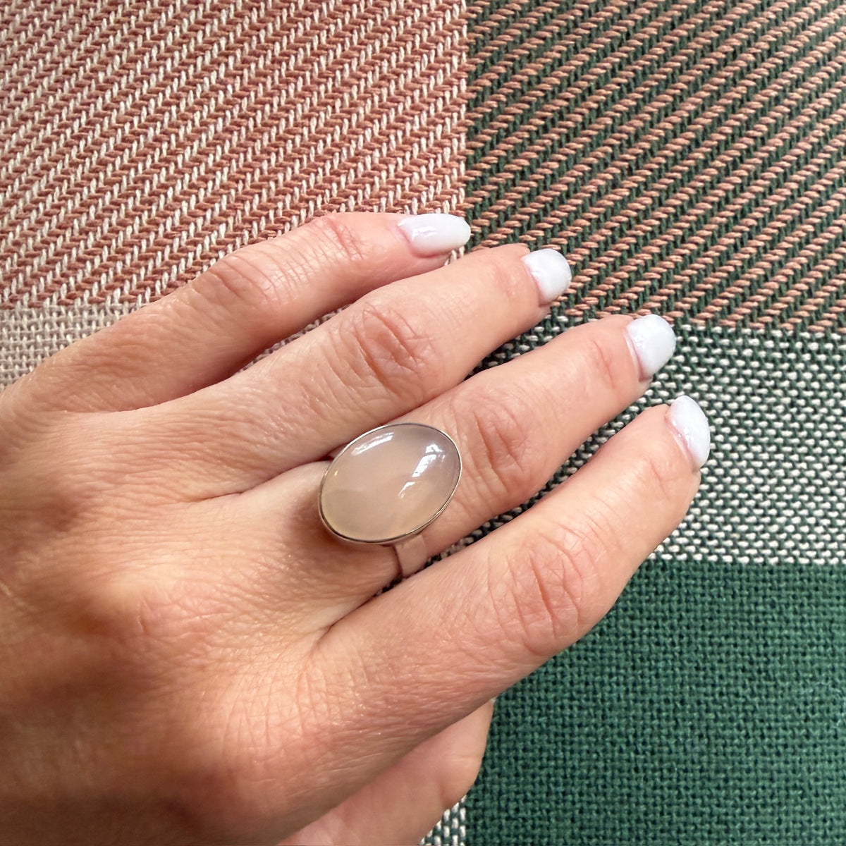 Luminous Rose Quartz & Sterling Silver Ring