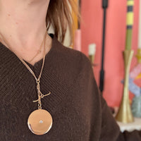 Elegant Edwardian Rose Gold Locket with Diamond