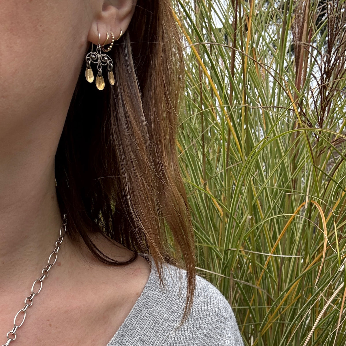 Pretty Sterling Silver Scandinavian Sølje Earrings