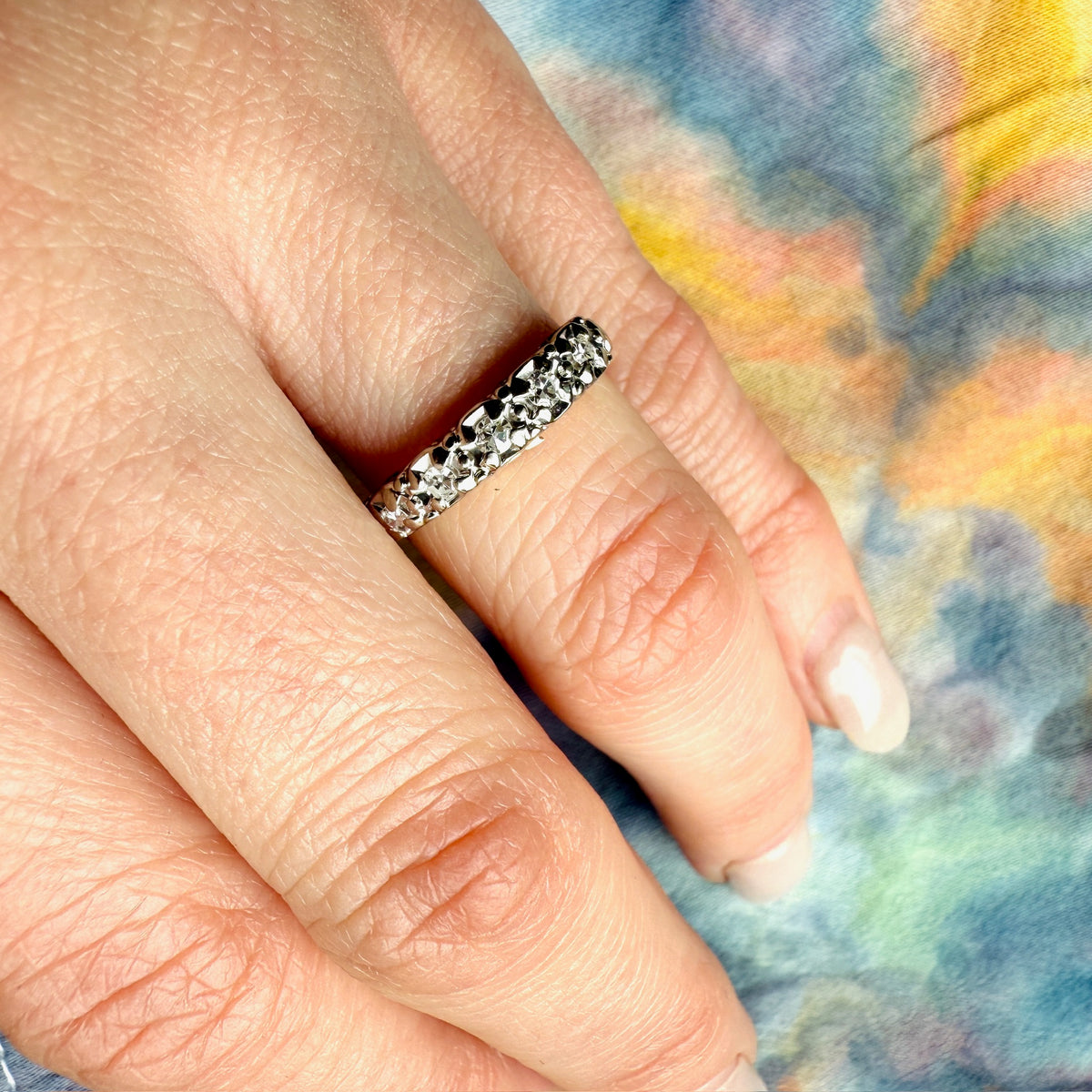 Mid Century Two-Tone Gold & Diamond Band