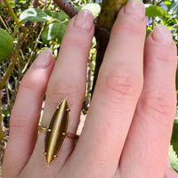 Modernist Tigers Eye Navette Ring
