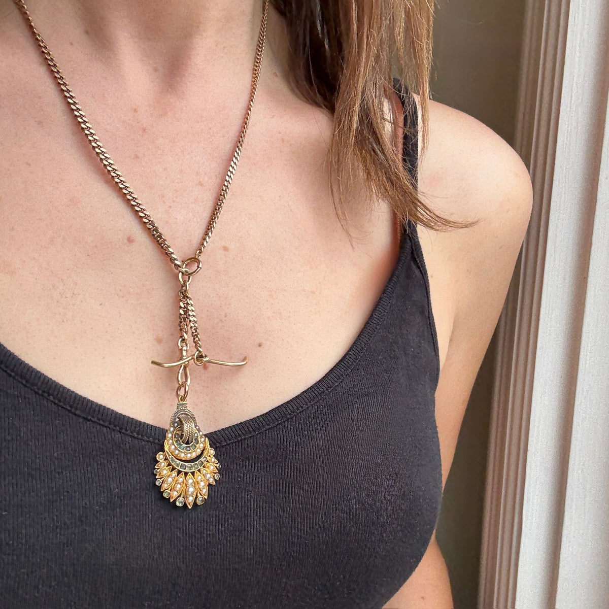 Exquisite Georgian Pearl & Emerald Pendant