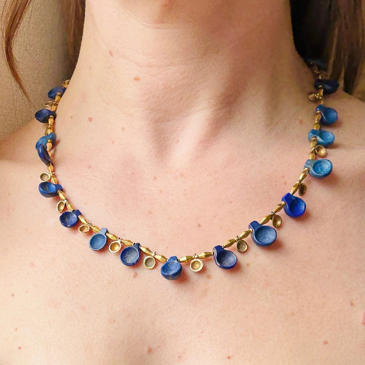Amazing Ancient Lapis & 22k Gold Bead Necklace