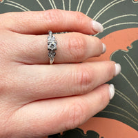 Decorative Old Euro Cut Diamond Engagement Ring
