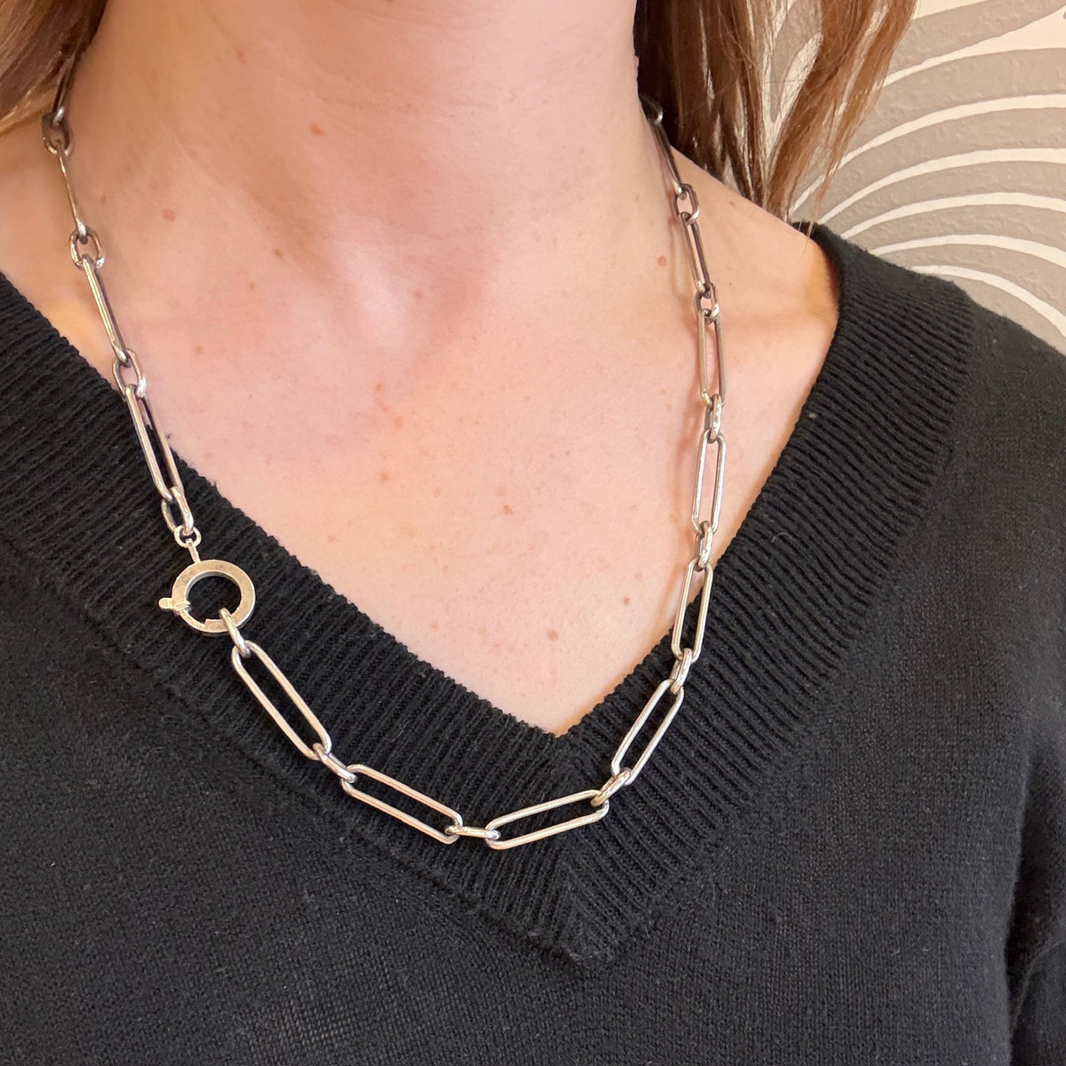 Sterling Trombone Chain with Cool Bolt Ring by Ancient Influences