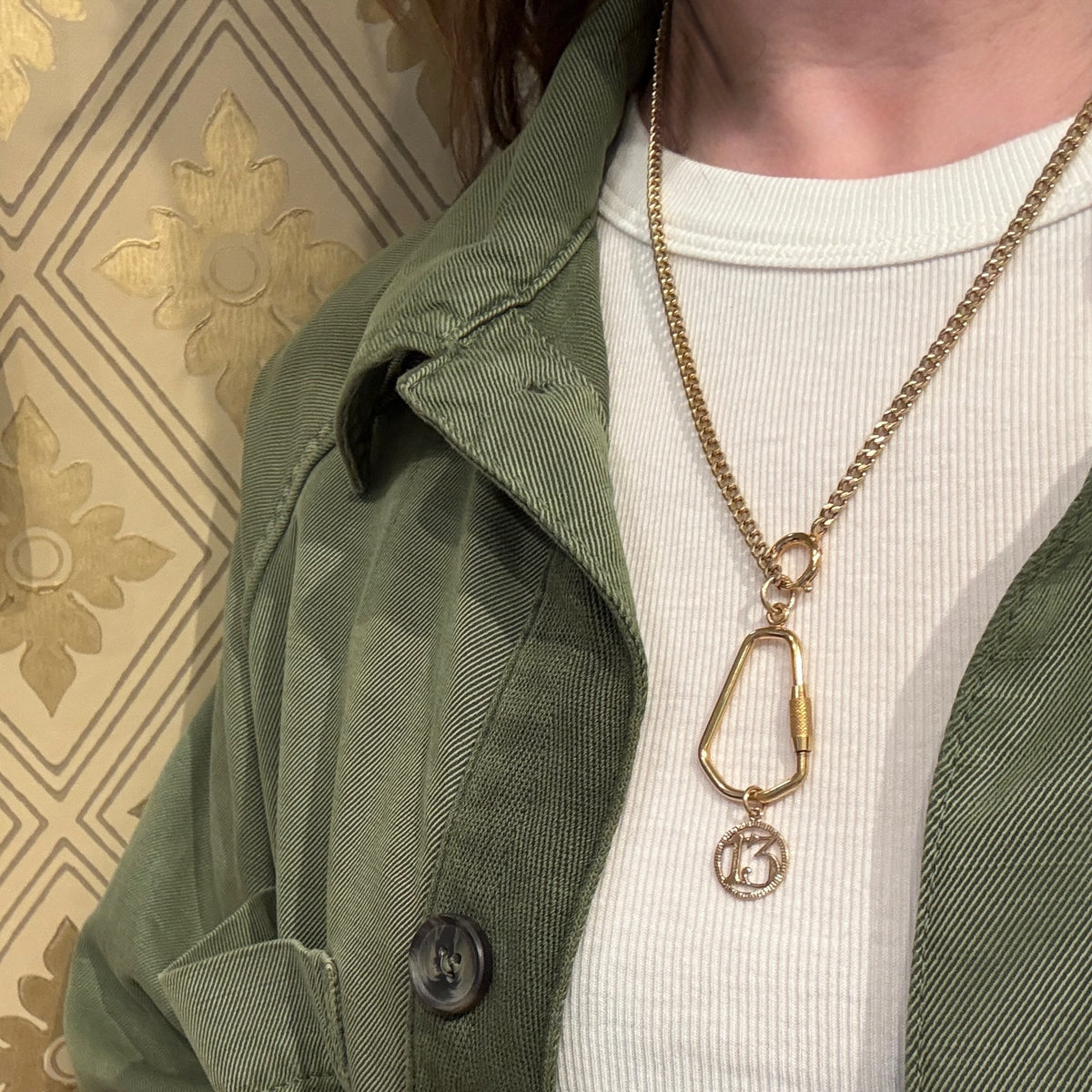 Curb Chain with Carabiner Charm Holder by Ancient Influences