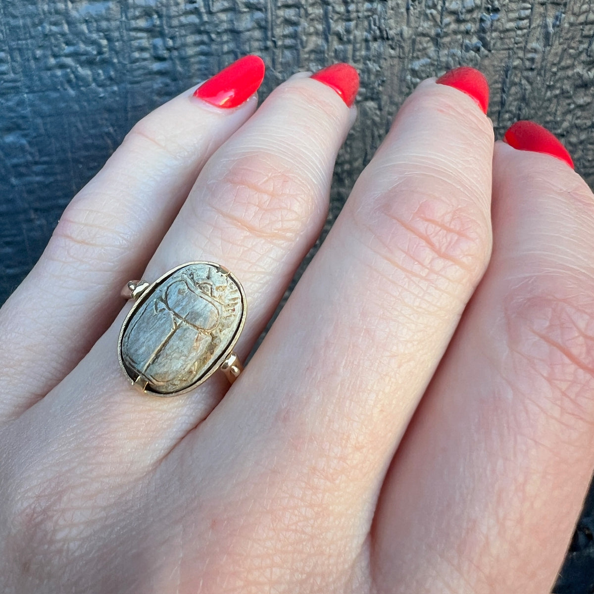 Gold Scarab Swivel Hoop Ring