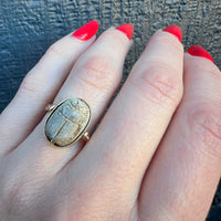 Gold Scarab Swivel Hoop Ring