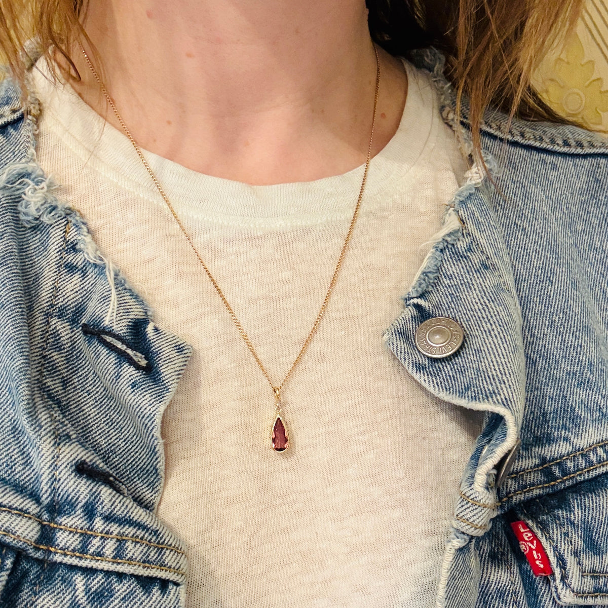 Blushing Pink Tourmaline on Curb Chain by Ancient Influences