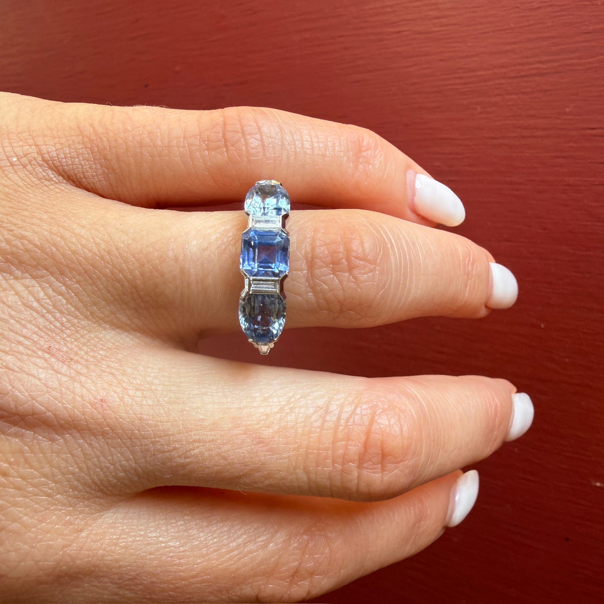 Amazing Sapphire Trio Engagement Ring
