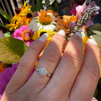 Dainty Diamond Daisy Two-Tone English Ring
