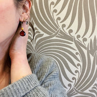 Festive Garnet & Etruscan Revival Gold Bead Earrings by brunet