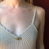 French Turquoise & 18k Gold Brooch with Diamond Sparks