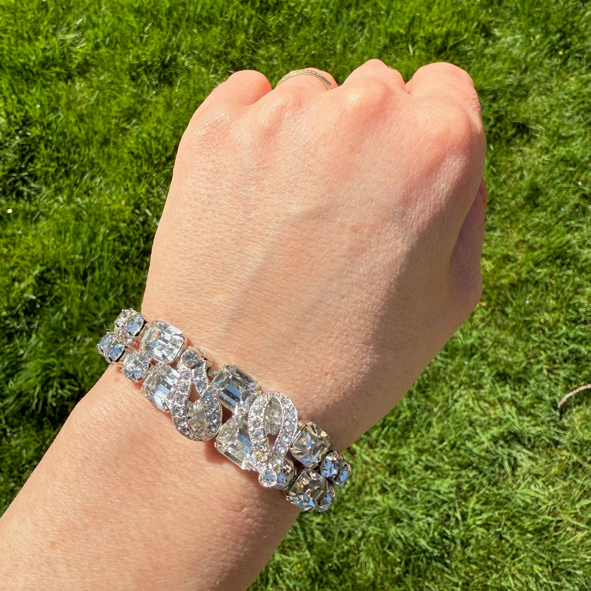 Round & Emerald Cut Crystal Eisenberg Bracelet