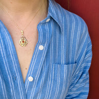 Flowery Gold Necklace with Fiery Citrine