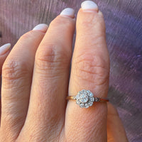 Floral Diamond Cluster in English Two-Tone Ring