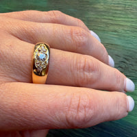 Voluptuous 18ct Gold Band with Old Mine Diamonds