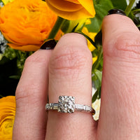 Sophisticated Diamond Ring with Baguette & Round Accents