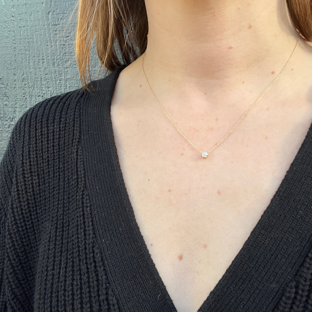 Old Mine Cut Diamond Pendant in Recycled Gold by 720
