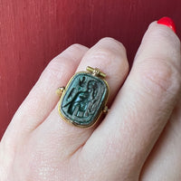 Superlative Gold and Faience Egyptian Amulet Ring