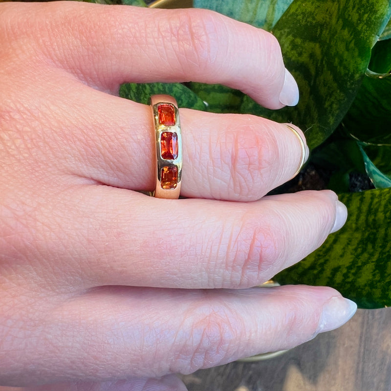 Obsessed with Orange Sapphire in Substantial Gold Band