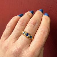 English Band Sapphire and OMC Diamonds in 18k
