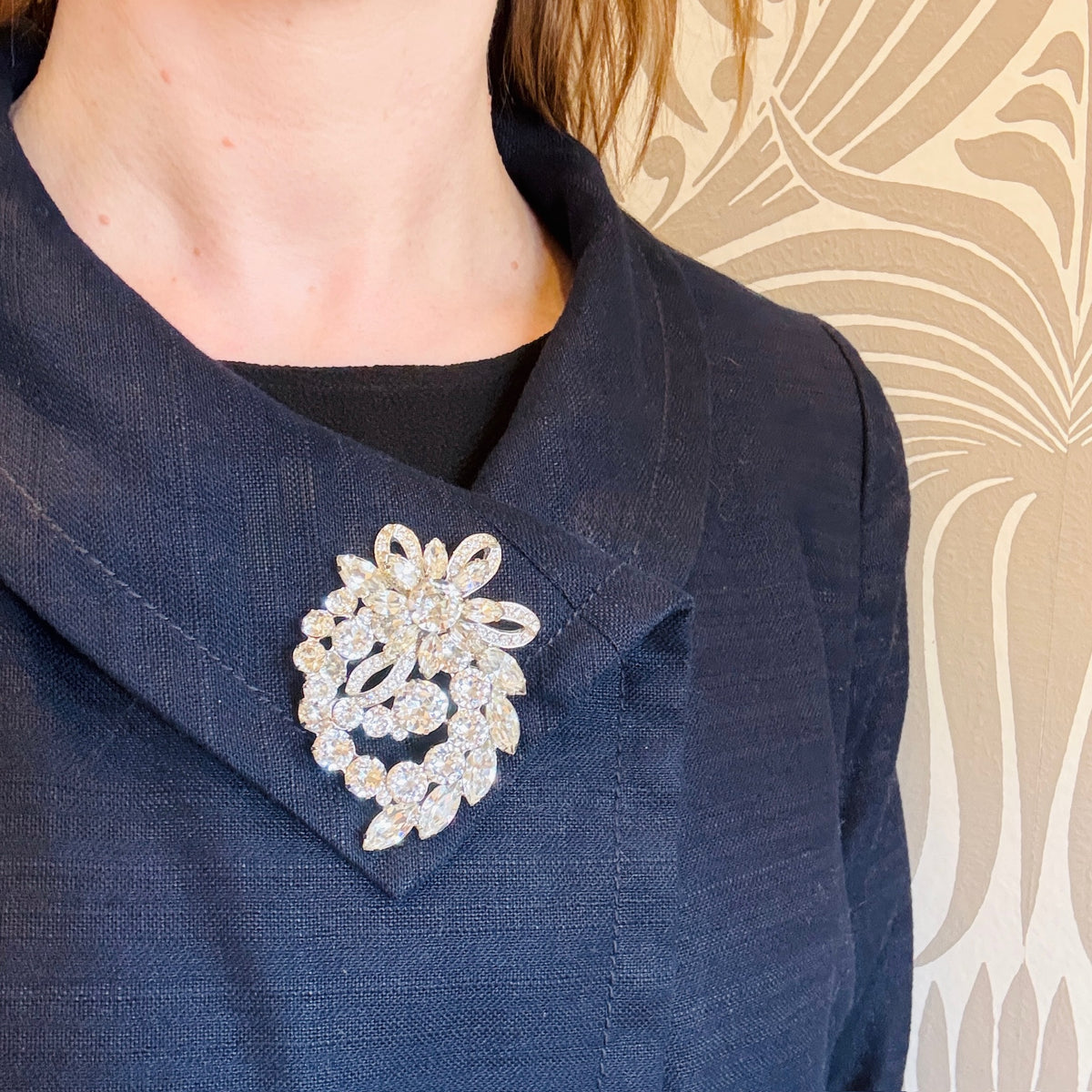 Exuberant Eisenberg Ice Crystal Corsage Brooch