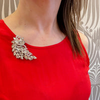 Captivating Feather Motif Eisenberg Ice Brooch