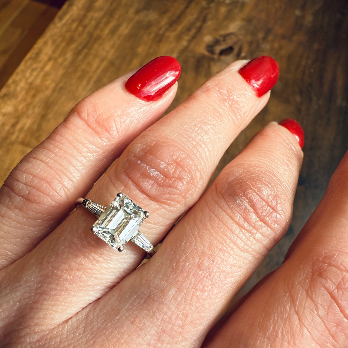 Stunning 1940s Emerald Cut Diamond Engagement Ring