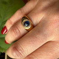 Rich 18k Gold Domed Band with Cabochon Sapphire