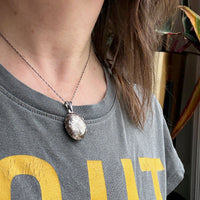 Engraved Leaves Puffy Oval Sterling Silver Locket