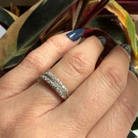 Crisp Retro Double Row Diamond & Platinum Band