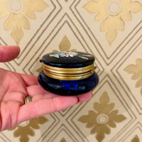 Daisy Nosegay Cobalt Blue Glass Patch Box