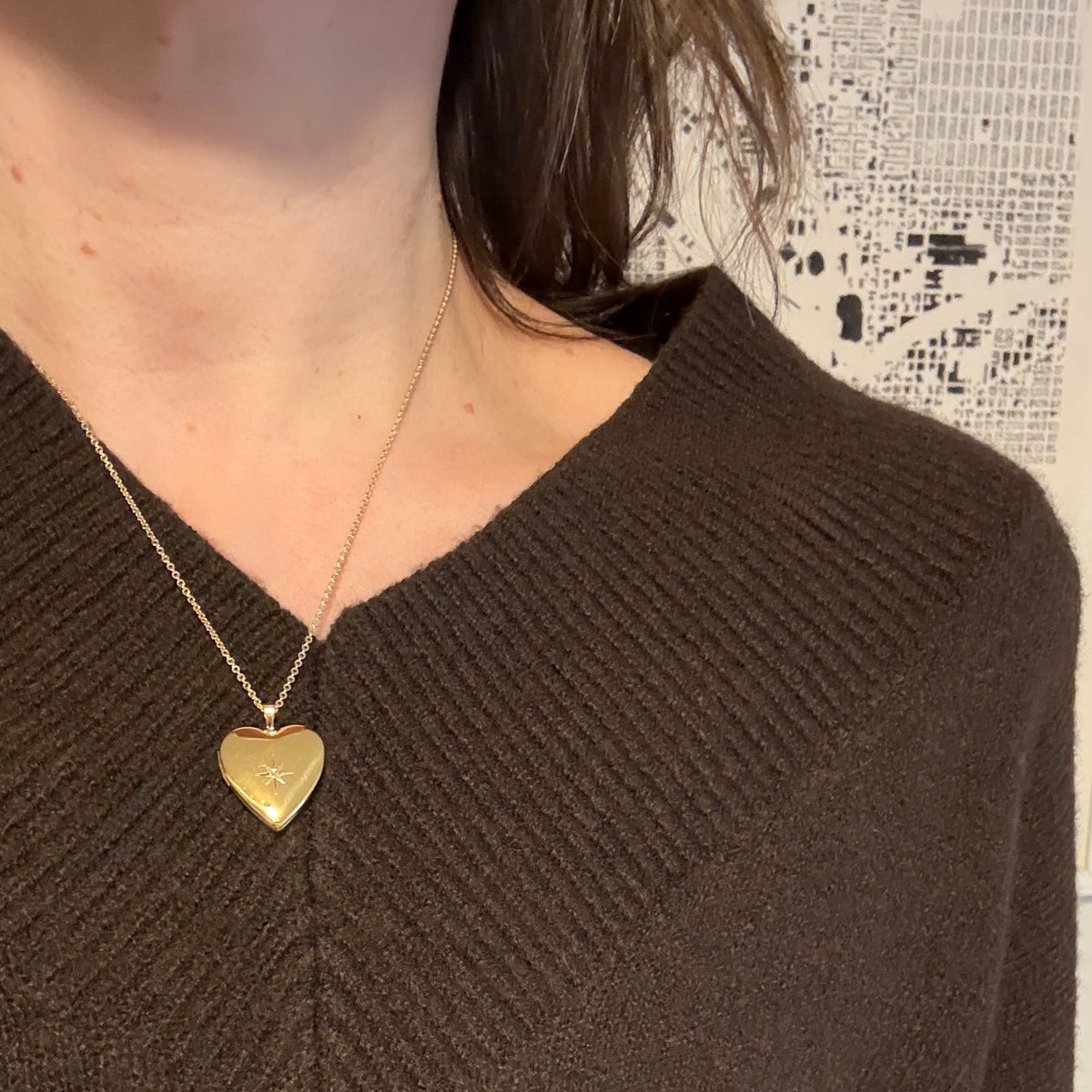 Heart-Shaped Locket with Star-Set Diamond