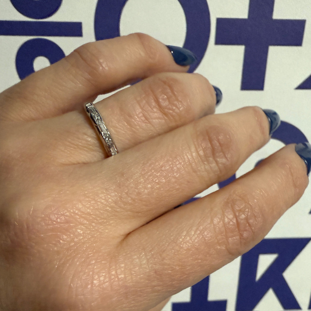 Baguette & Round Diamonds in Platinum Retro Band