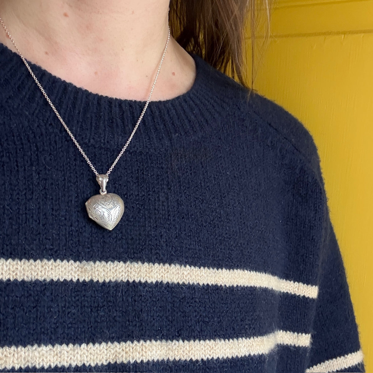 Engraved Chubby Heart-Shaped Silver Locket