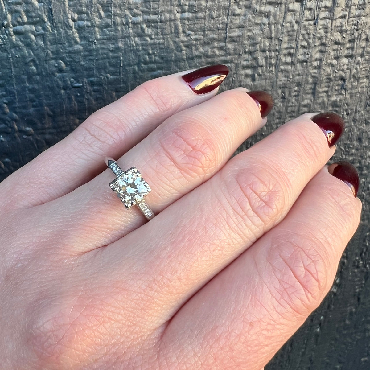 Classic 1ct Diamond Platinum 1940's Engagement Ring