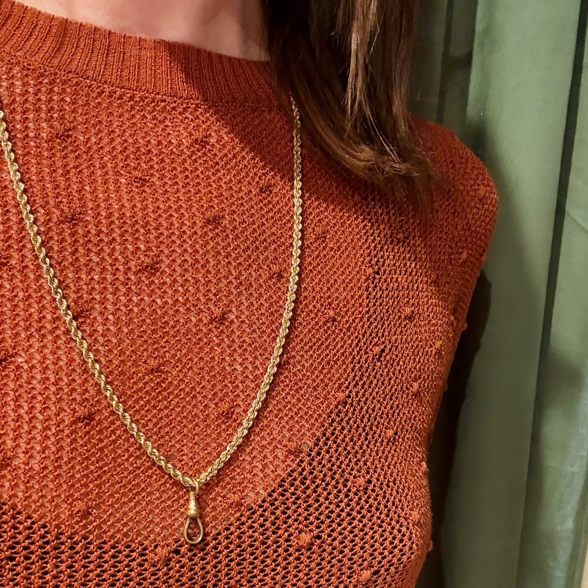 Antique Twisted Rope Chain with Removeable Hook