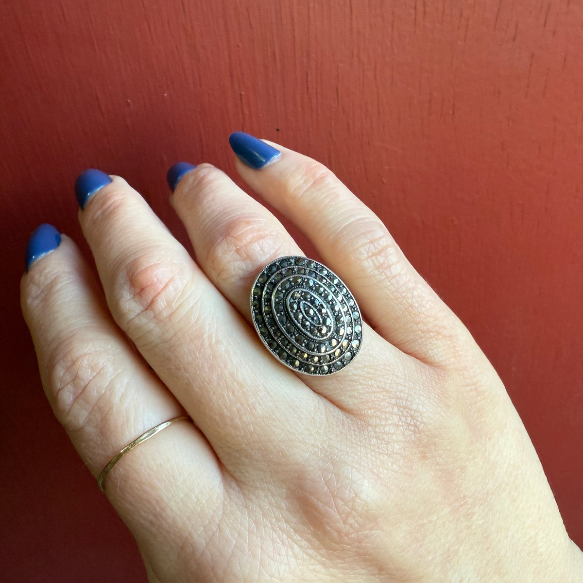 Glittering Marcasite & Sterling Silver Art Deco Ring