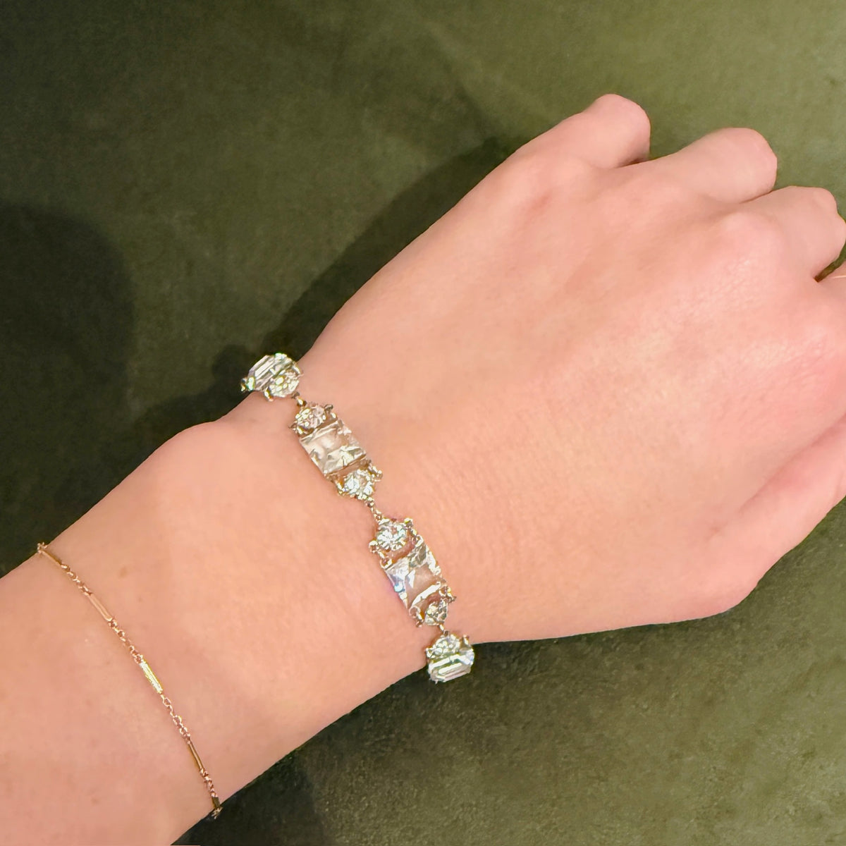 Dazzling Art Deco Crystal & Sterling Silver Bracelet