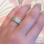 Deluxe Double Row Princess Cut Diamond & 18k Gold Band