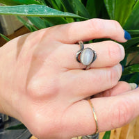 Lambent Moonstone in Sterling Silver Bypass Ring