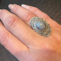 Uncanny Sodalite in Striking Marcasite & Silver Statement Ring