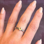 Citrine on Engraved Sterling Silver Band