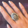 Misty Agate in Floral Sterling Silver Ring