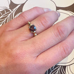 Rich Garnet in 1940s Gold Solitaire Ring