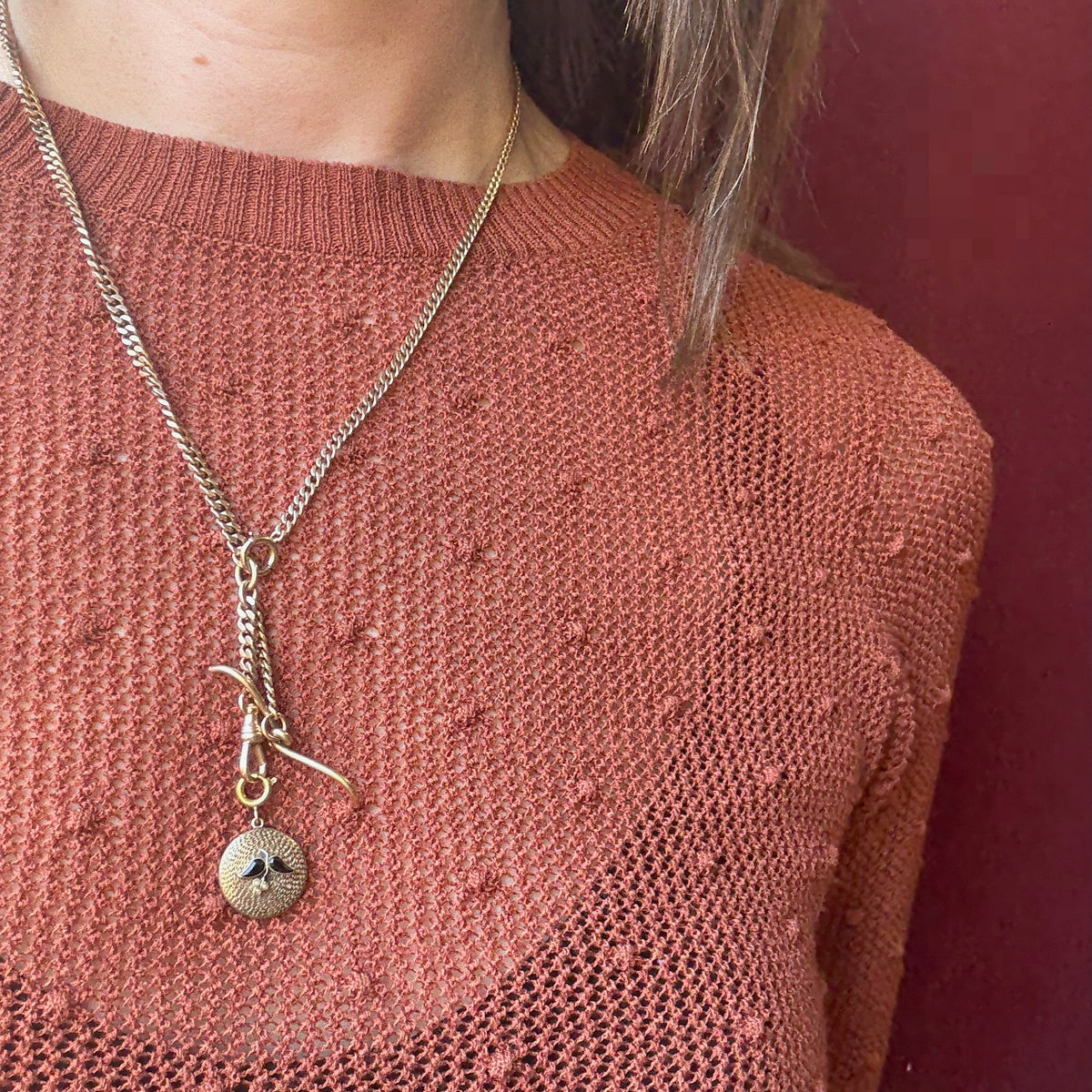 Gold and Onyx Charm Pendant