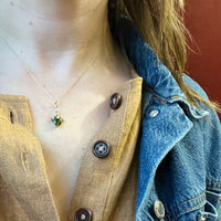 Flower Drop Pendant with Deep Green Tourmaline
