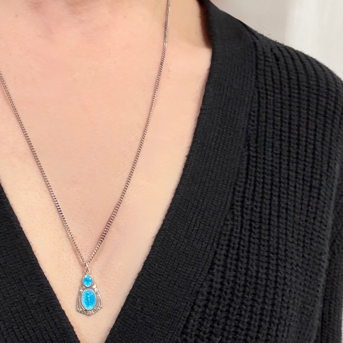 Virgin Mary Medal in Sterling & Ethereal Blue Enamel